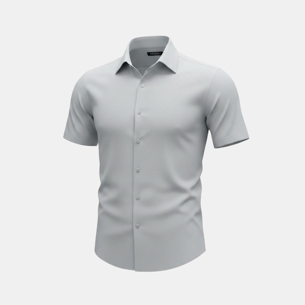Adolfo Mens Button Up Shirt 16.5 Gray Short Sleeve Dress Shirt Casual